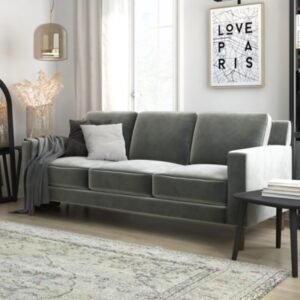 Atwater Living Janelle Velvet Sofa, Gray