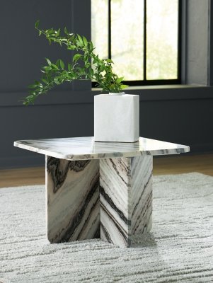 Baretton Accent Coffee Table, Black/White/Taupe