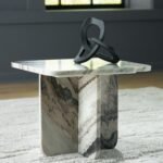 Baretton Small Accent Coffee Table, Black/White/Taupe