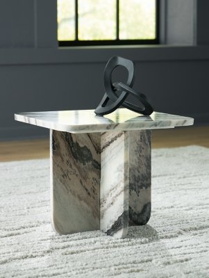 Baretton Small Accent Coffee Table, Black/White/Taupe