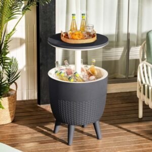 Cancun 2-in-1 Outdoor Cooler Side Table, Black