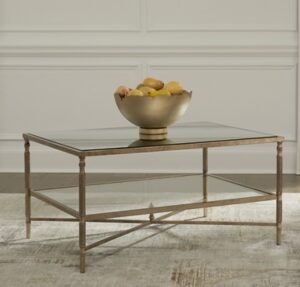 Cloverty Coffee Table, Aged Gold Finish