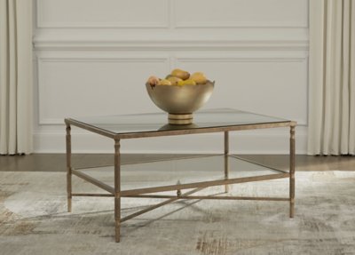 Cloverty Coffee Table, Aged Gold Finish