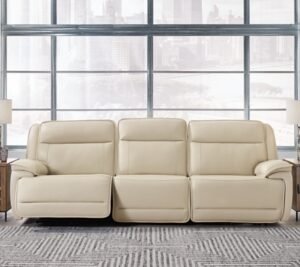 Double Deal 3-Piece Dual Power Leather Reclining Modular Sofa Leather, Almond