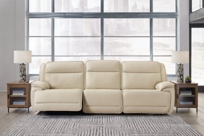 Double Deal 3-Piece Dual Power Leather Reclining Modular Sofa Leather, Almond