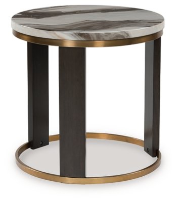 Jazmore End Table, Brown/Brass Finish