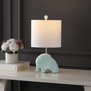 Jonathan Y Koda Elephant LED Kids Table Lamp, Turquoise