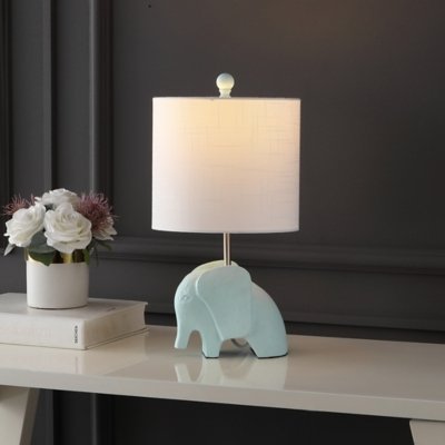 Jonathan Y Koda Elephant LED Kids Table Lamp, Turquoise
