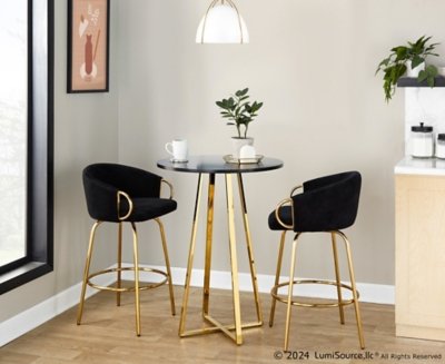 LumiSource Cosmo Counter Height Round Bar Table, Black/Gold