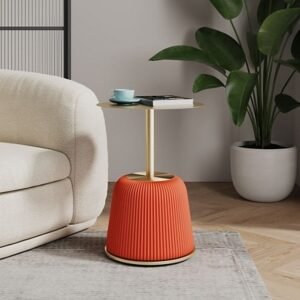 Manhattan Comfort Anderson Leatherette Accent End Table, Orange