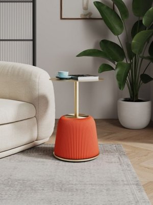 Manhattan Comfort Anderson Leatherette Accent End Table, Orange
