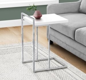 Monarch Specialties Contemporary 25" High C-Shape Accent Table, White