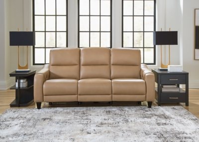 Mosswell Dual Power Leather Reclining Sofa Leather, Toffee