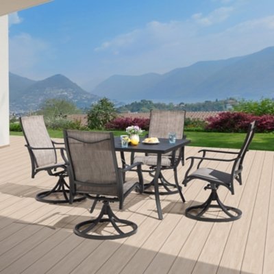 Nuu Garden Outdoor Dining Table and 4 Chairs, Gray/Black