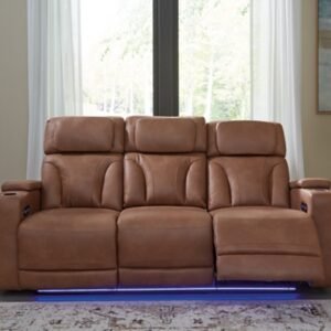 Point Clear Dual Power Reclining Sofa, Caramel