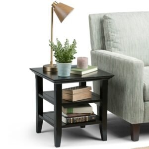 Simpli Home Acadian End Table, Black