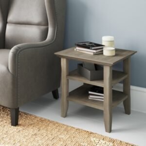 Simpli Home Acadian End Table, Distressed Gray