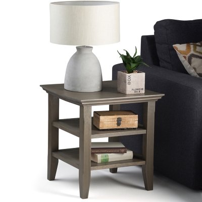 Simpli Home Acadian End Table, Farmhouse Gray