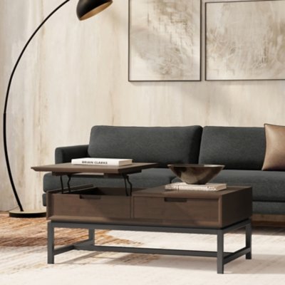 Simpli Home Banting Lift Top Coffee Table, Walnut Brown
