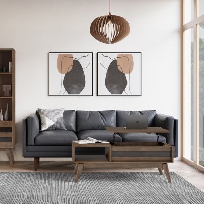 Simpli Home Clarkson Lift Top Coffee Table, Rustic Natural Aged Brown