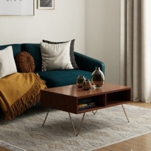 Simpli Home Hunter Lift Top Table, Umber Brown/Gold