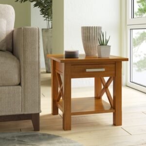 Simpli Home Kitchener End Table, Light Golden Brown