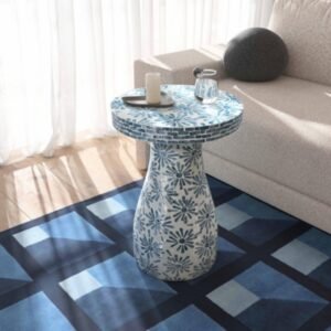 TOV Furniture Halio Floral Side Table, Blue