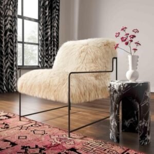 TOV Furniture Marisol Side Table, Black Marble
