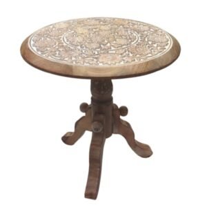 The Urban Port Carved Side Table, Brown
