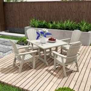 Altura Adirondack Outdoor Square Table and 4 Armchairs, Sand
