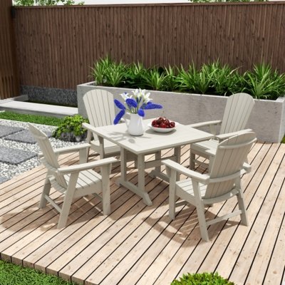 Altura Adirondack Outdoor Square Table and 4 Armchairs, Sand
