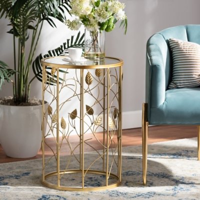 Anaya Leaf Accent Table, Metallic