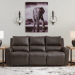 Boxmere Power Leather Reclining Sofa Leather, Storm