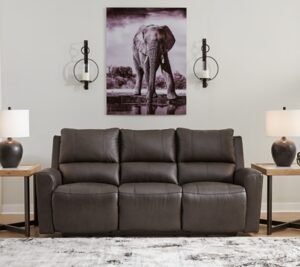 Boxmere Power Leather Reclining Sofa Leather, Storm
