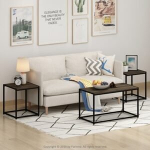 Camus Modern Living Room Table 3-Piece Set, Columbia Walnut