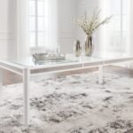 Chalanna Dining Extension Table, White, Glass/Wood