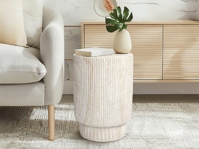 Empire Art Direct Elysian Union Accent Side Table, Beige