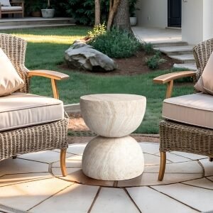 Empire Art Direct Enchanted Duality Accent Side Table, Beige