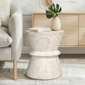 Empire Art Direct Ethereal Fusion Accent Side Table, Beige