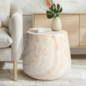 Empire Art Direct Golden Glow Accent Side Table, Beige