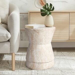 Empire Art Direct Luminous Confluence Accent Side Table, Beige
