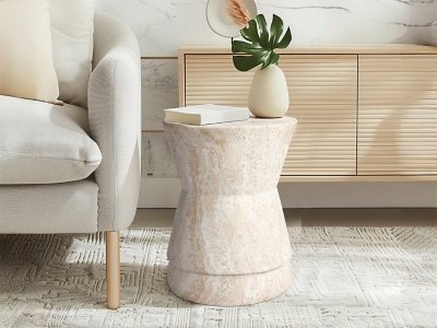 Empire Art Direct Luminous Confluence Accent Side Table, Beige