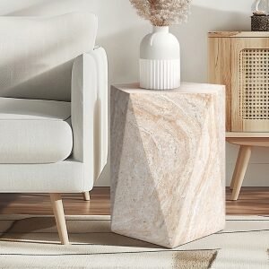 Empire Art Direct Luminous Harmony Accent Side Table, Beige