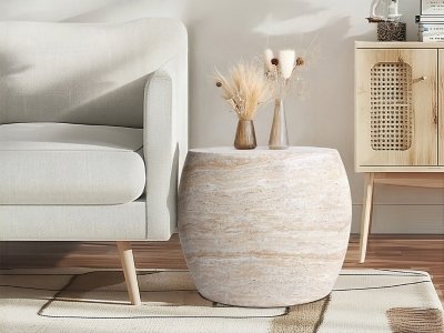 Empire Art Direct Luna Elegance Accent Side Table, Beige