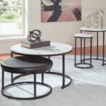 Jusmour Table (Set of 4) Leather, Black/White