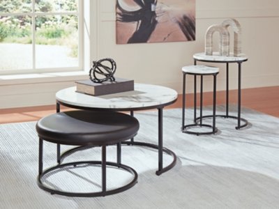Jusmour Table (Set of 4) Leather, Black/White