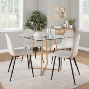 LumiSource Cosmo Square Dining Table, Clear/Natural