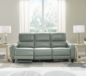 Mosswell Dual Power Leather Reclining Sofa Leather, Spa
