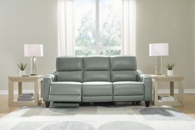 Mosswell Dual Power Leather Reclining Sofa Leather, Spa