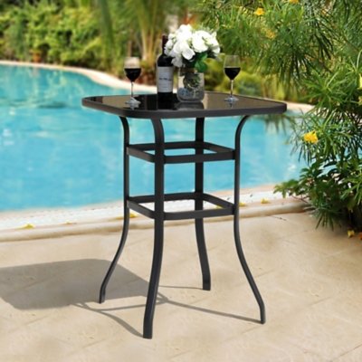 Nuu Garden Outdoor 32" Square Bar Table, Black